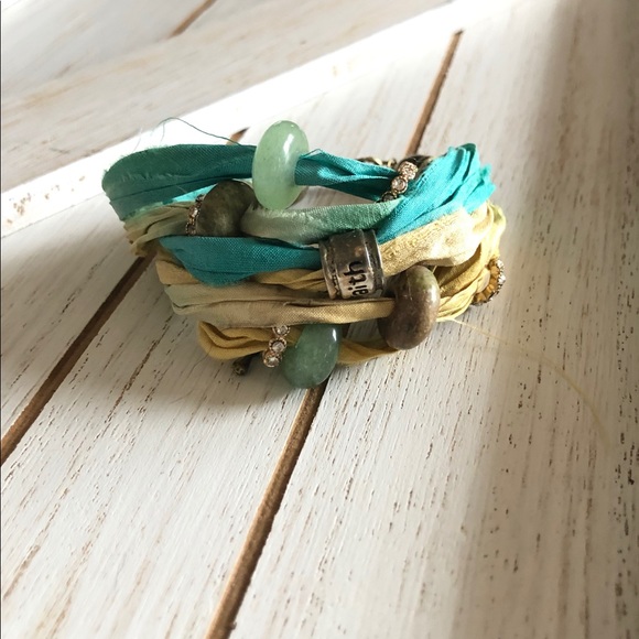 Handmade Sari Silk and Gemstone Faith Bracelet - Picture 6 of 7